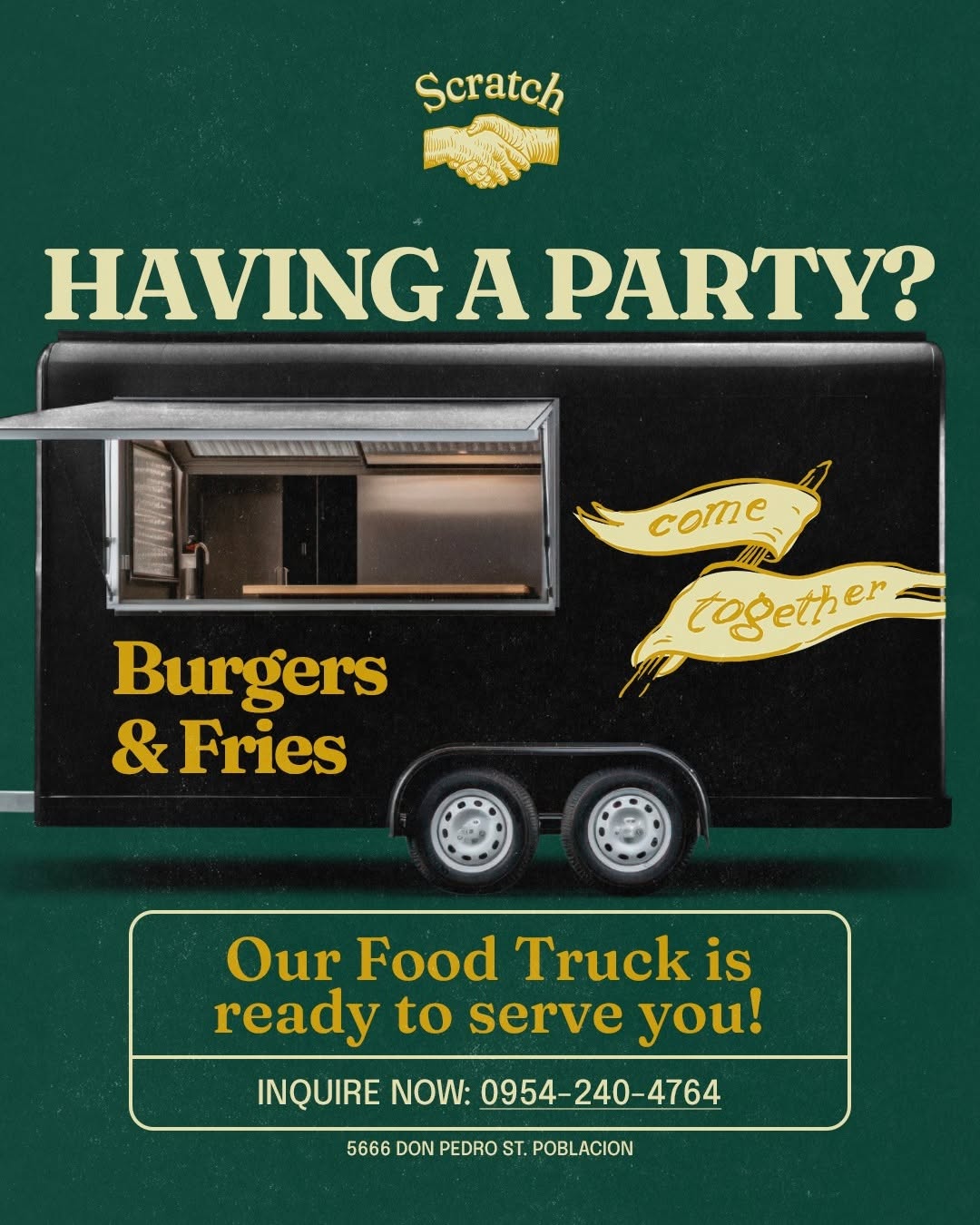 Scratch food truck for catering and events